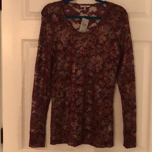 BKE sheer maroon top